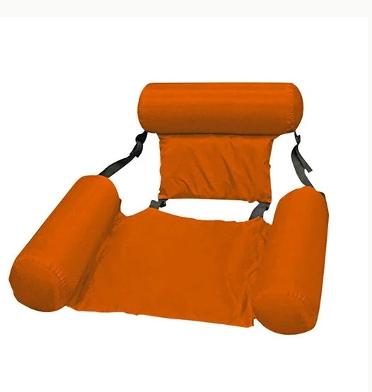 Inflatable Pool Float Chair 120x100cm. With headrest + armrests. Adjustable straps. Folds small.