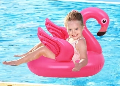 ‎FLAMINGO Baby Float K-447 🦩 Pink, cute & stable. 2 leg holes + long neck design.
