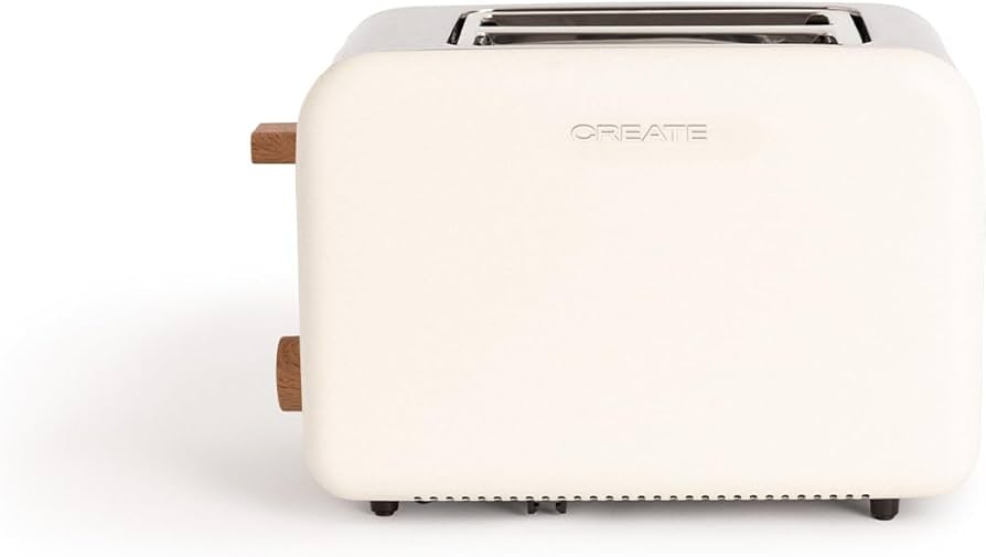 CREATE Vintage-Style 2-Slice Toaster with Wood Accents