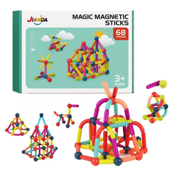 68-Piece Magic Magnetic Sticks & Balls Building Blocks Set