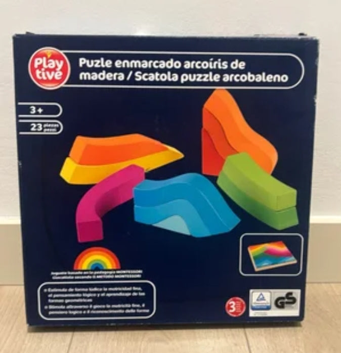 Playtive wooden Box with Rainbow Puzzles 23 pieces
