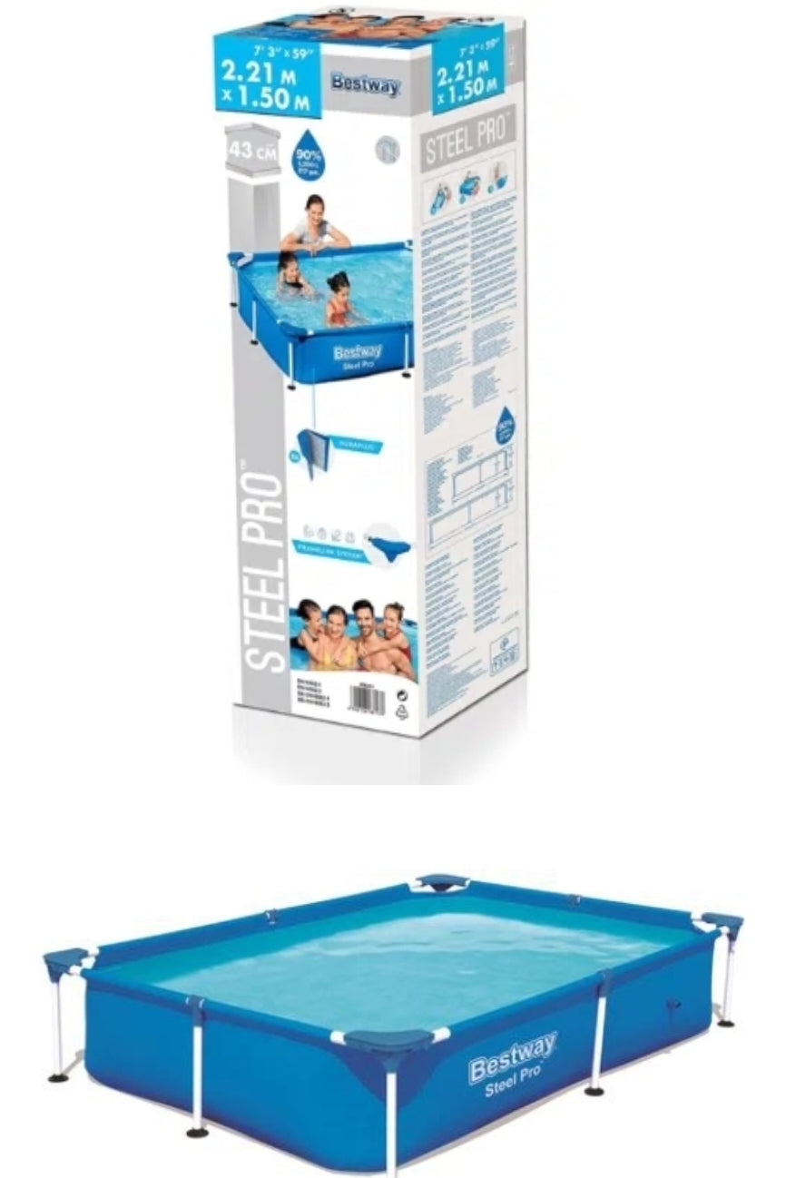 ‎
‎Bestway Steel Pro Rectangular Pool 
‎2.21x1.50x0.43m-Steel Frame Swimming Pool