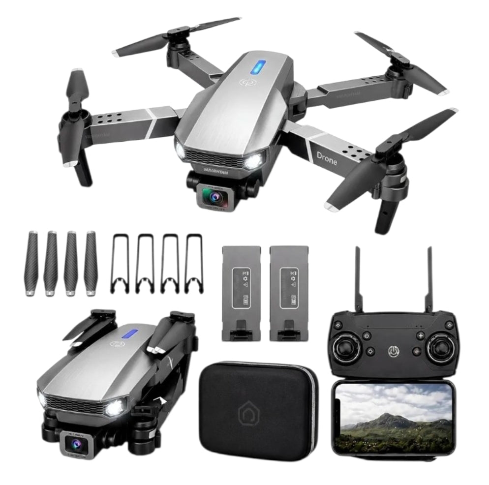 "E88 Pro foldable drone with SD dual camera, trajectory flight, LED lights, altitude hold and app control