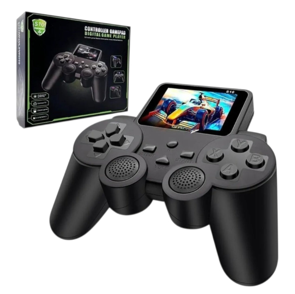 S10 Digital Game Player - controller gamepad with built-in 3-inch screen, 520 classic games, TV connect and rechargeable battery