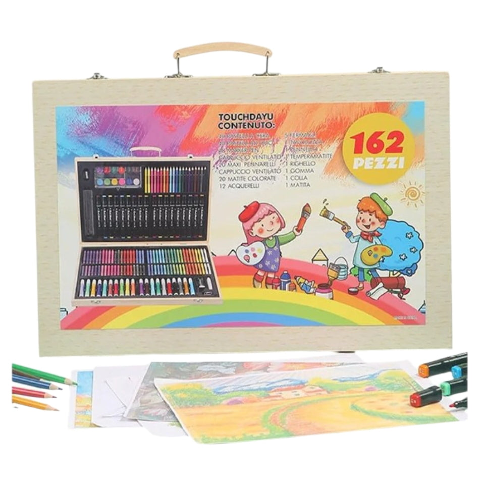 ‎"162-Piece Kids Art Set in Wooden Case"