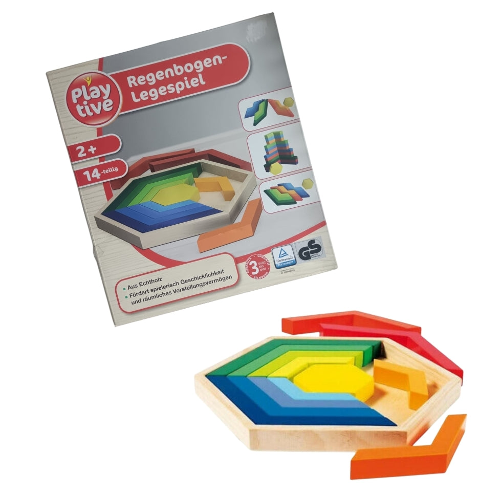 ‎"Playtive Wooden Rainbow Puzzle 14pcs Montessori