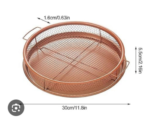 "No air fryer machine needed. Just this tray + basket = perfect crunch