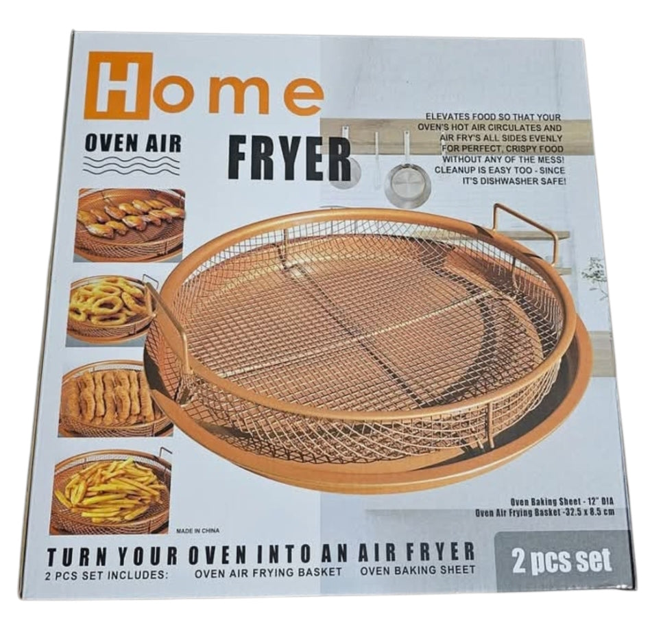 "No air fryer machine needed. Just this tray + basket = perfect crunch