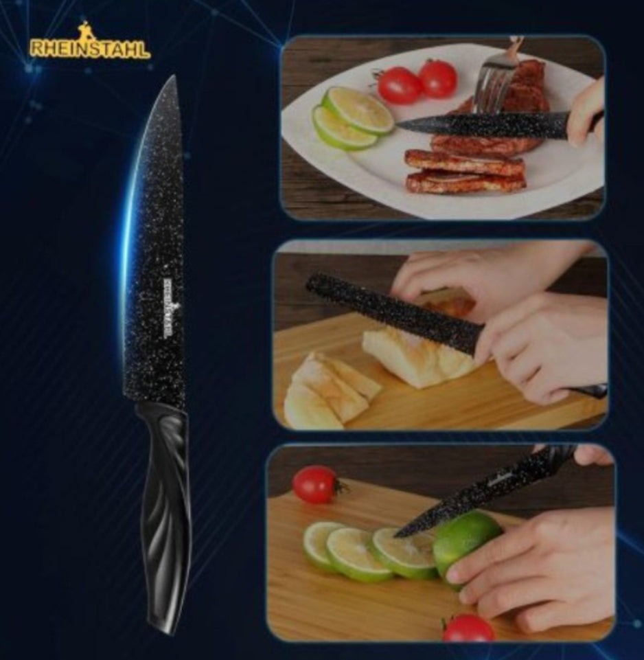 "Non-stick blades, pro cuts. Your kitchen upgrade starts here.