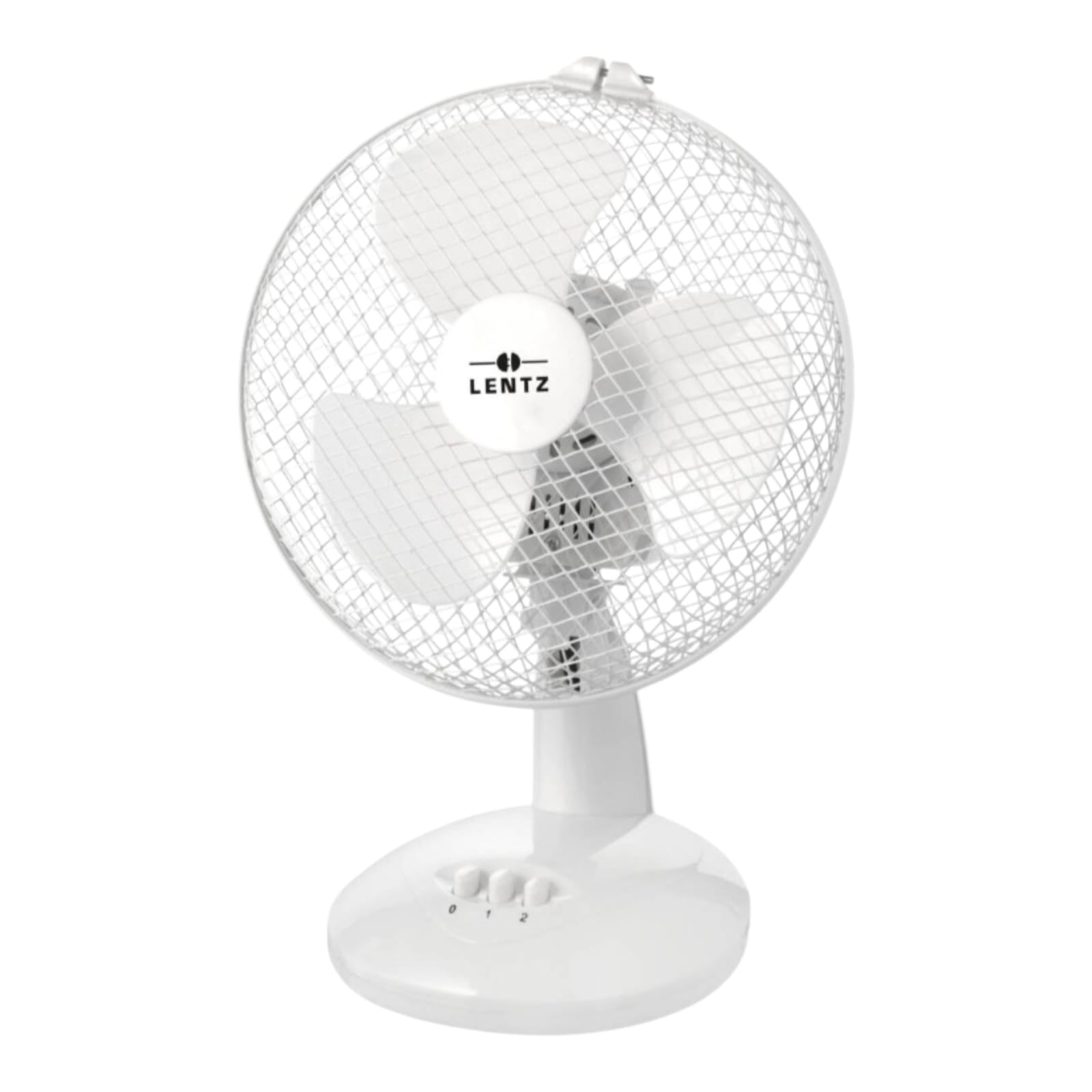 LENTZ 23cm Table Fan - Compact 30W Oscillating Fan with 3 Speed Settings. Quiet, portable cooling for home, office & bedroom. 220-240V, GS certified. Beat the heat!