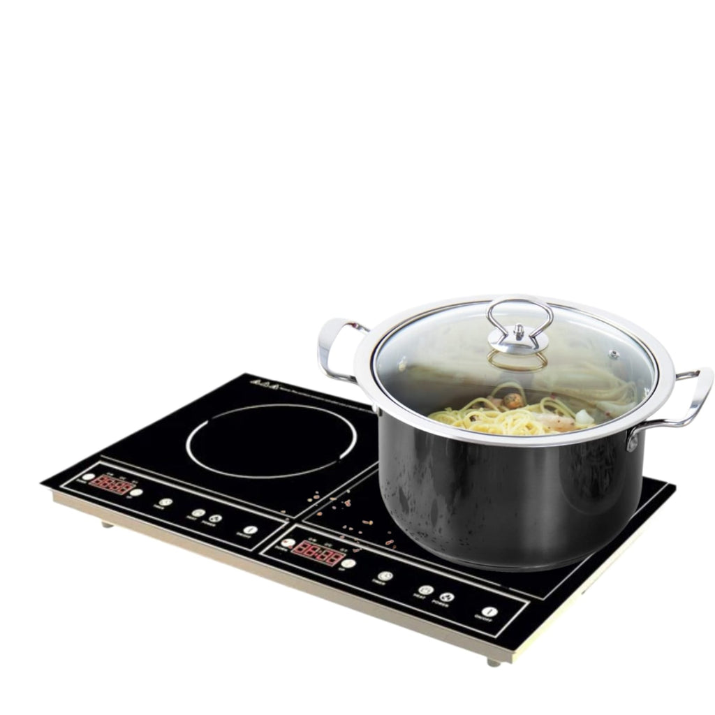 MICHELINO 20cm Enamel Cooking Pot - Classic black enamel with glass lid. Induction compatible, durable & even heat distribution. Since 1951