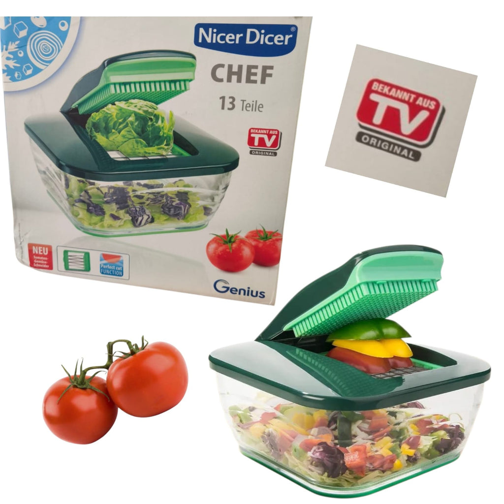 ‎ORIGINAL Nicer Dicer Chef 13-Piece 🇩🇪 1-press cut. G-NOX blades. 3.3L box