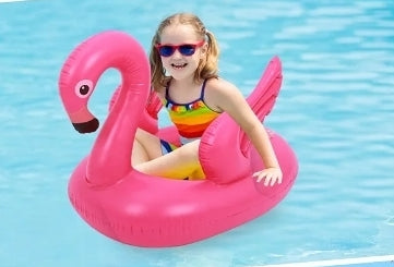 ‎FLAMINGO Baby Float K-447 🦩 Pink, cute & stable. 2 leg holes + long neck design.