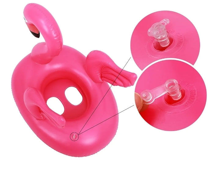 ‎FLAMINGO Baby Float K-447 🦩 Pink, cute & stable. 2 leg holes + long neck design.