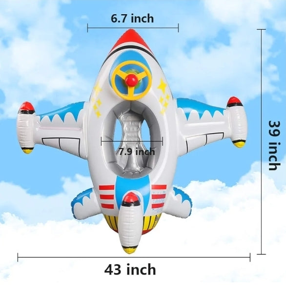 ‎AIRPLANE Baby Pool Float ✈️ Cute cockpit + steering wheel. Safe seat, happy pilot