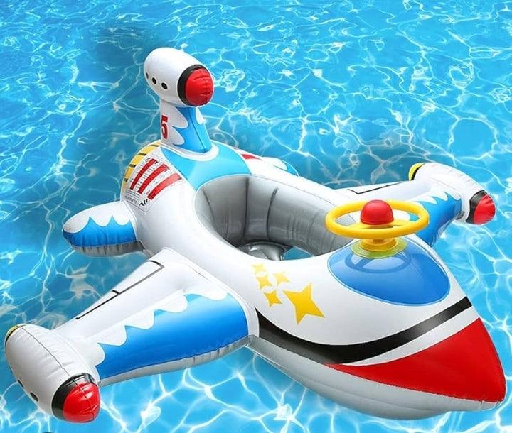 ‎AIRPLANE Baby Pool Float ✈️ Cute cockpit + steering wheel. Safe seat, happy pilot