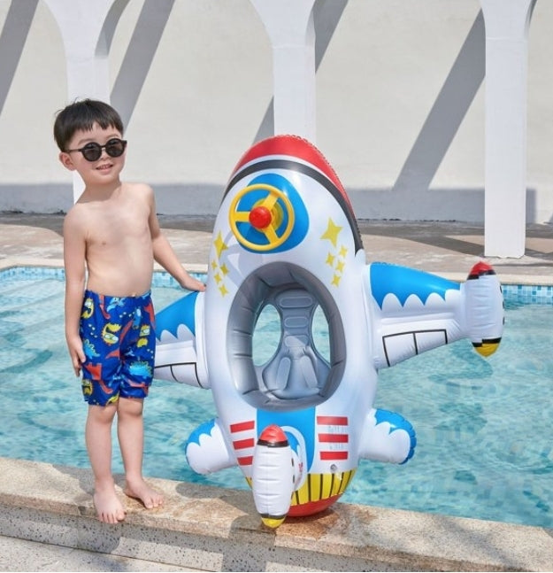 ‎AIRPLANE Baby Pool Float ✈️ Cute cockpit + steering wheel. Safe seat, happy pilot