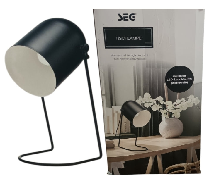 ‎SEG Black Table Lamp – with Warm LED Bulb Included.