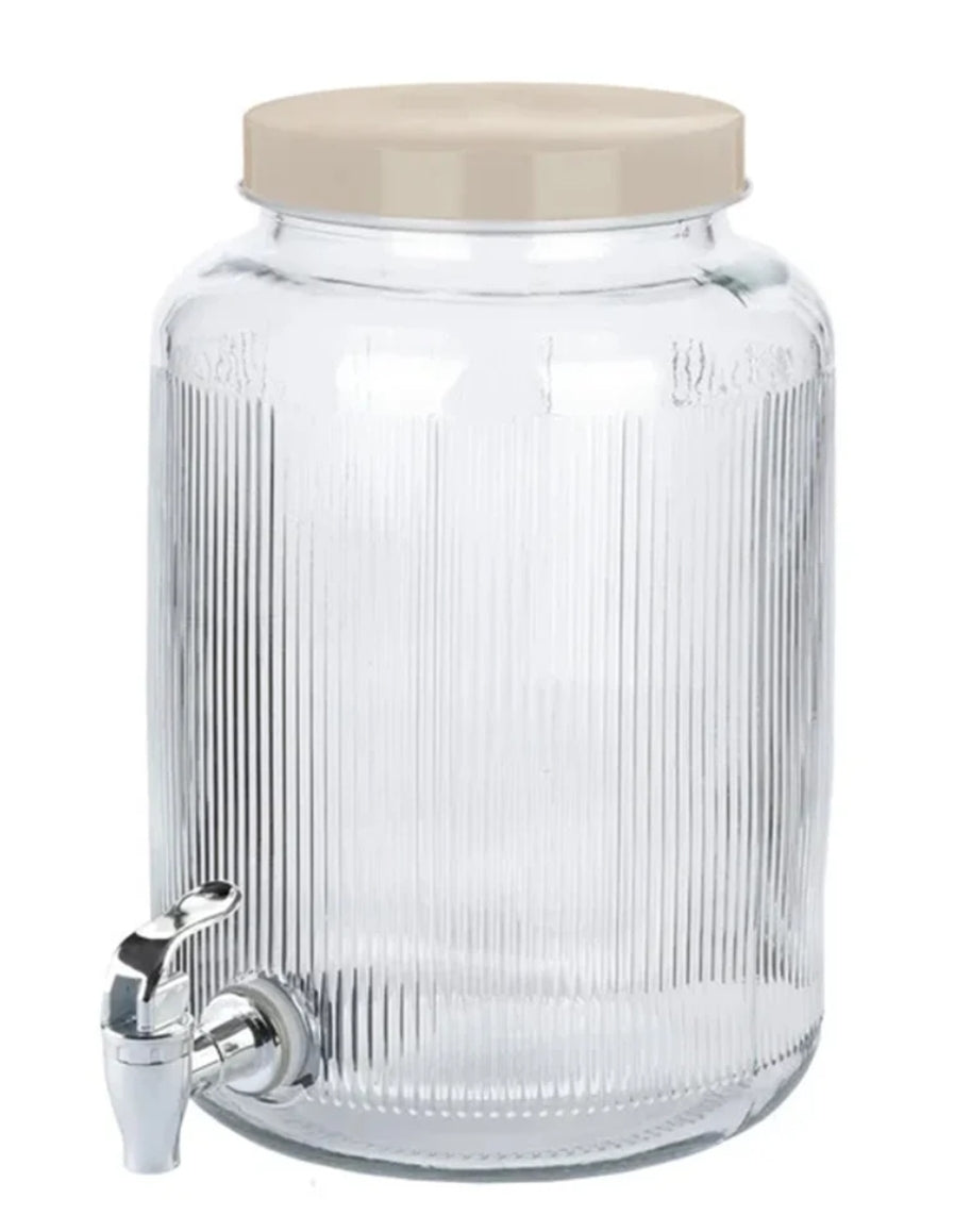 ‎*ERNESTO 5.1L Glass Drink Dispenser with Spigot & Lid*