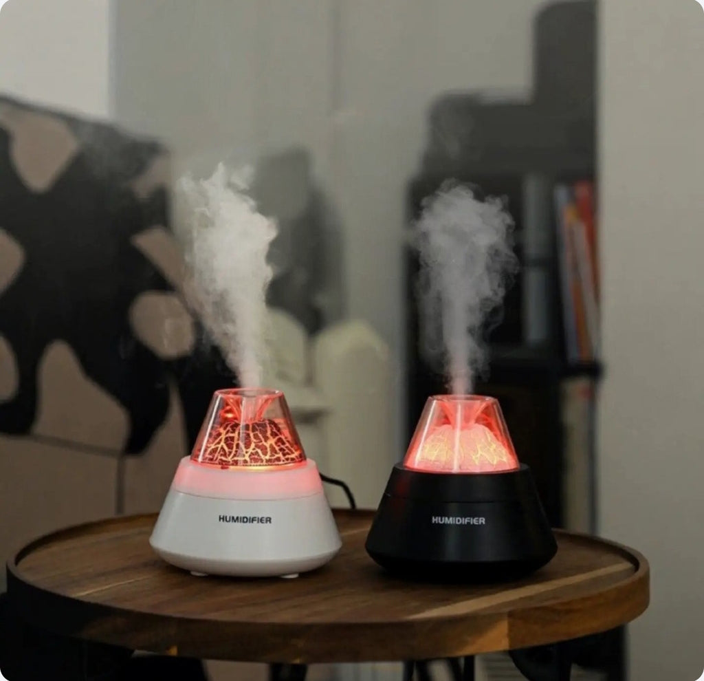 *Volcano Aromatherapy Humidifier – 300ml with LED Flame Effect & Auto Shut-Off*