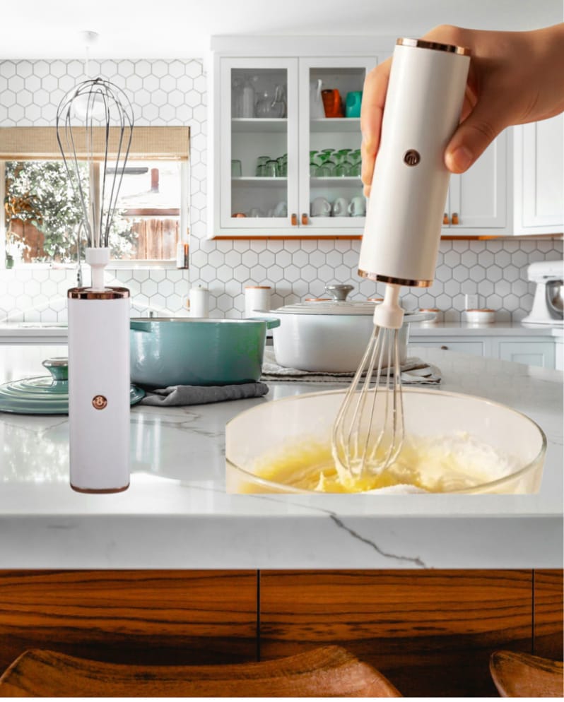 Wireless USB Rechargeable Hand Mixer! Rose Gold Design. Perfect for Eggs, Cream & Coffee Froth!