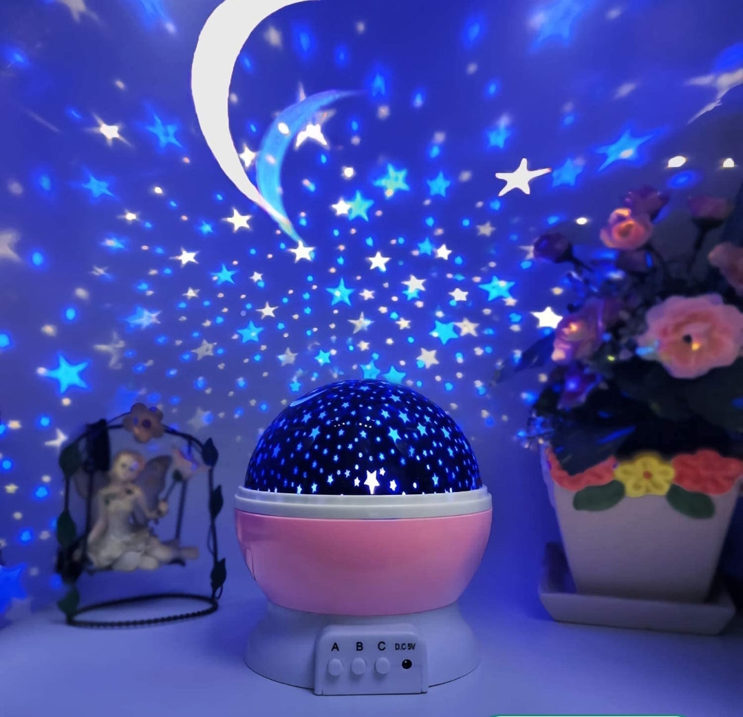 ‎STAR MASTER Star Projector Lamp. Rotating stars & moon. 3 colors. Perfect kids night light & bedroom decor.