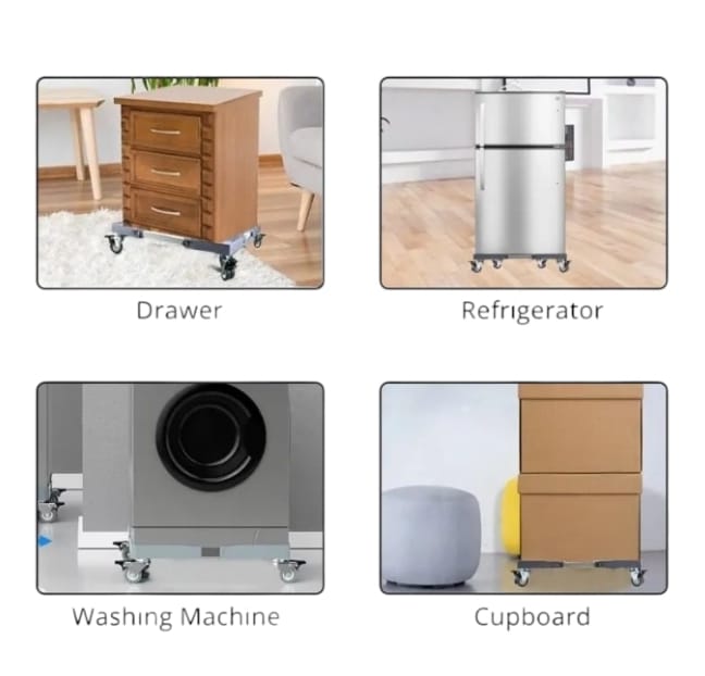 ‎Move heavy appliances with ease. Adjustable base with lockable wheels.