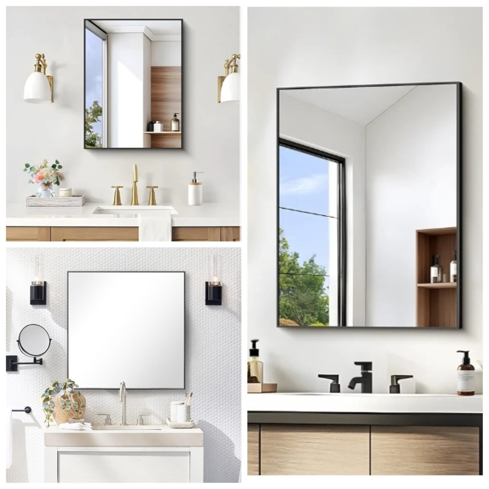 ‎Sleek metal frame, timeless reflection. Add light and space to any room.