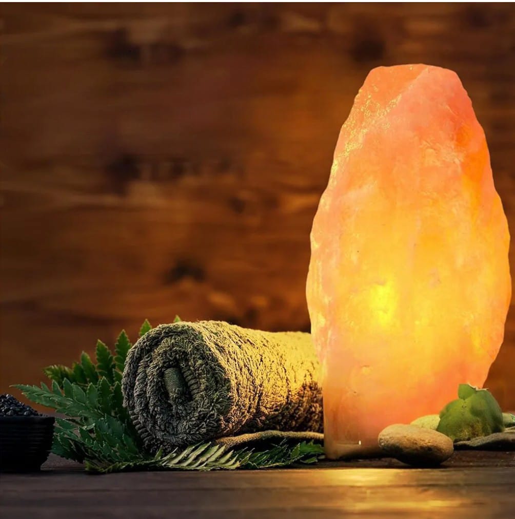 Himalayan salt lamp. Natural glow for calm, clarity, and elegance.