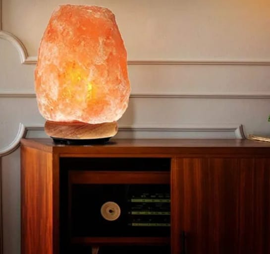 Himalayan salt lamp. Natural glow for calm, clarity, and elegance.
