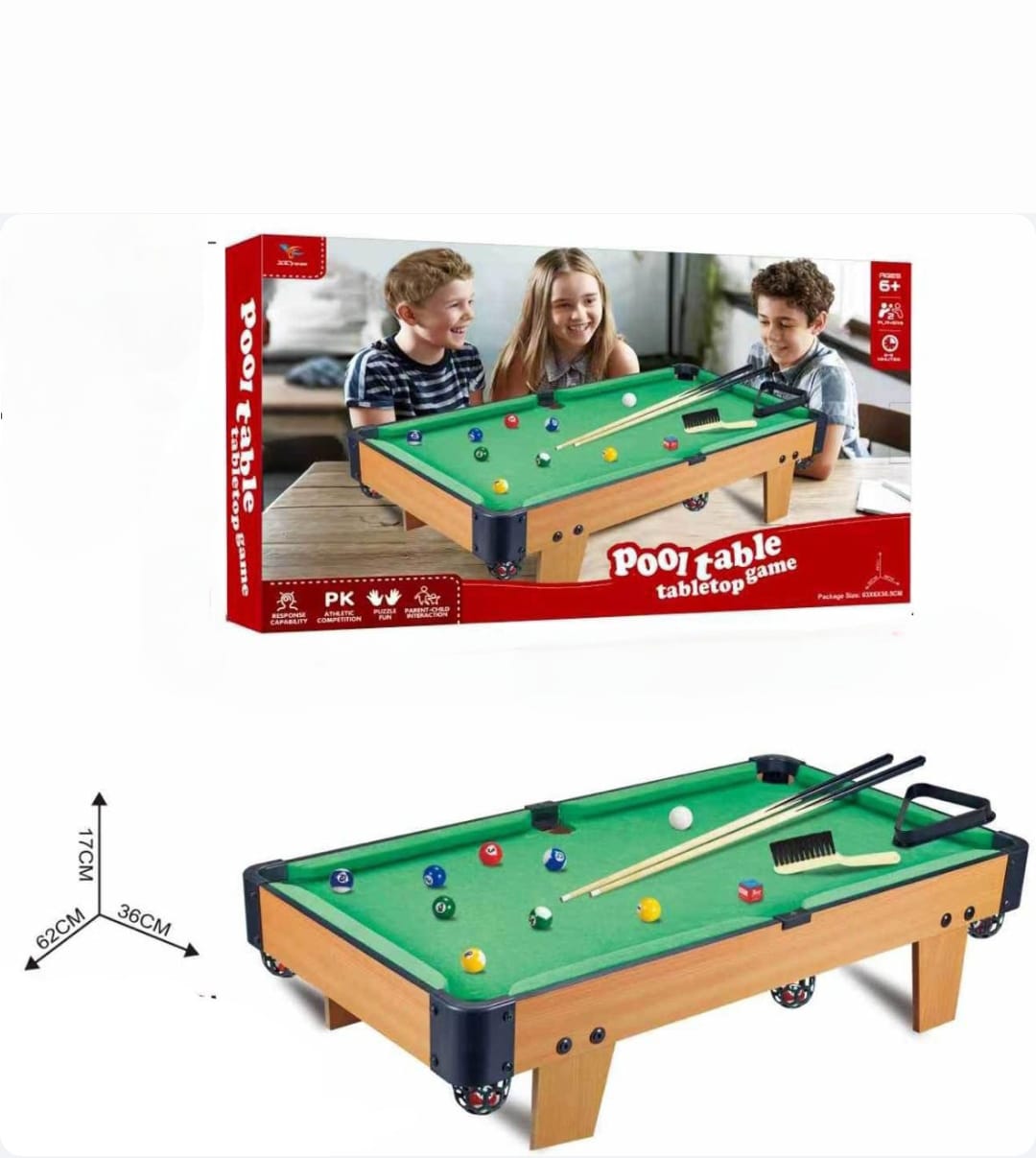 Pool Table Tabletop Game brings family fun right to your living room.