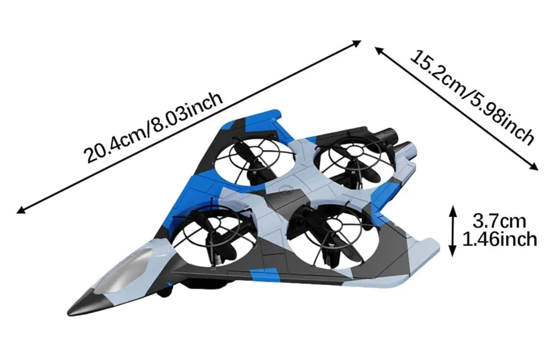 Sixth-generation Fighter Jet RC Drone flies with 4 LED propellers.