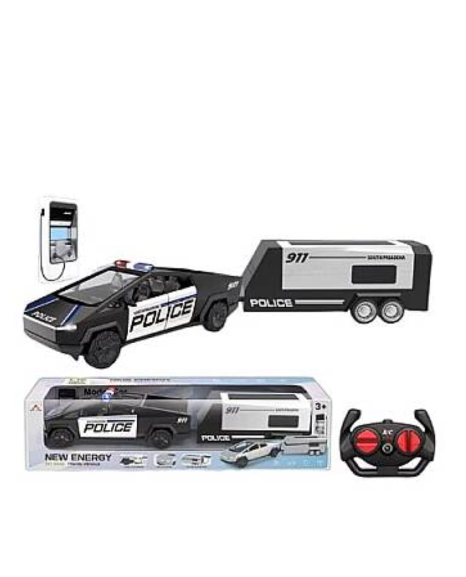 New Energy Off Road Police Car comes with detachable travel trailer.