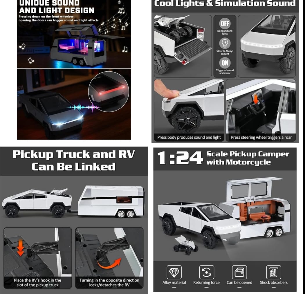 New Energy Off Road Travel Vehicle includes LED lights and trailer.