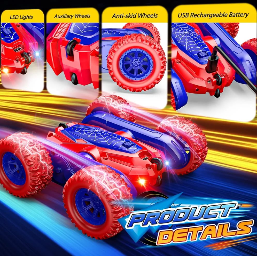 Stunt Car performs cool stunts with double-faced rotation.