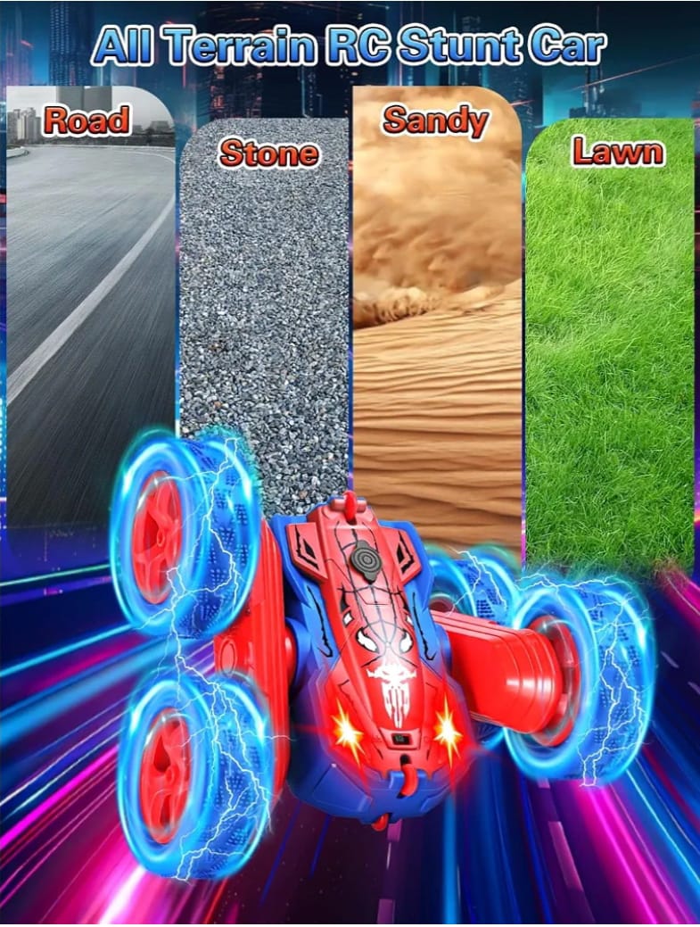 Stunt Car performs cool stunts with double-faced rotation.