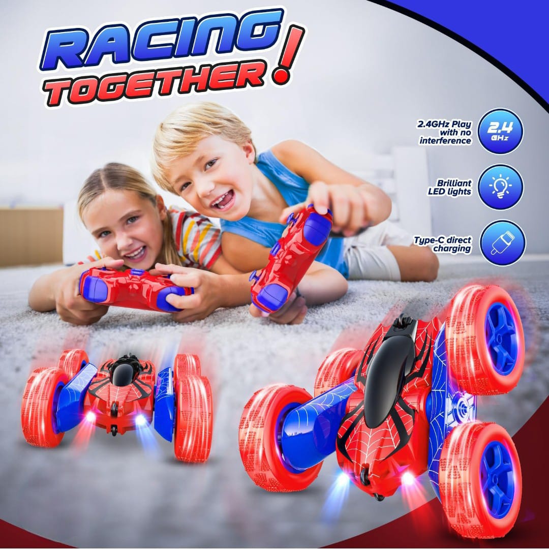 Stunt Car performs cool stunts with double-faced rotation.