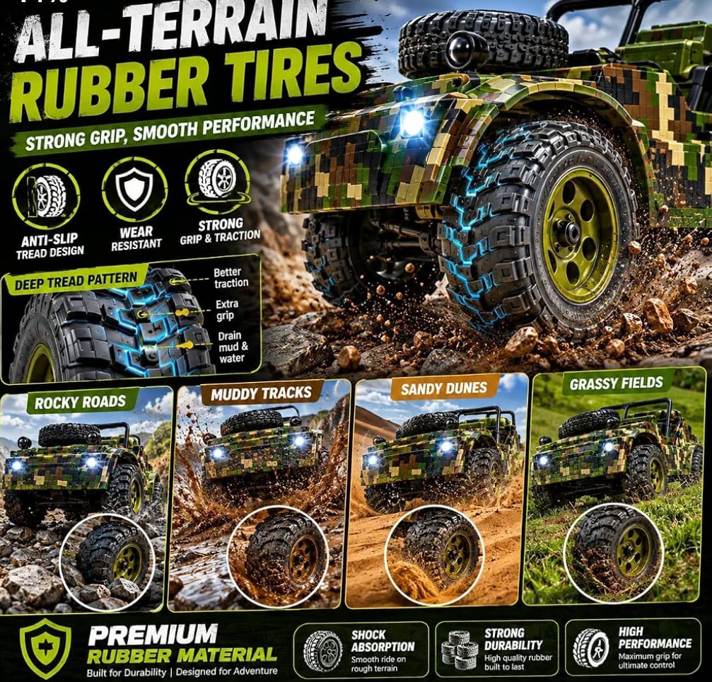 Battlefield King 4x4 RC Car features jet smoke and LED lights.