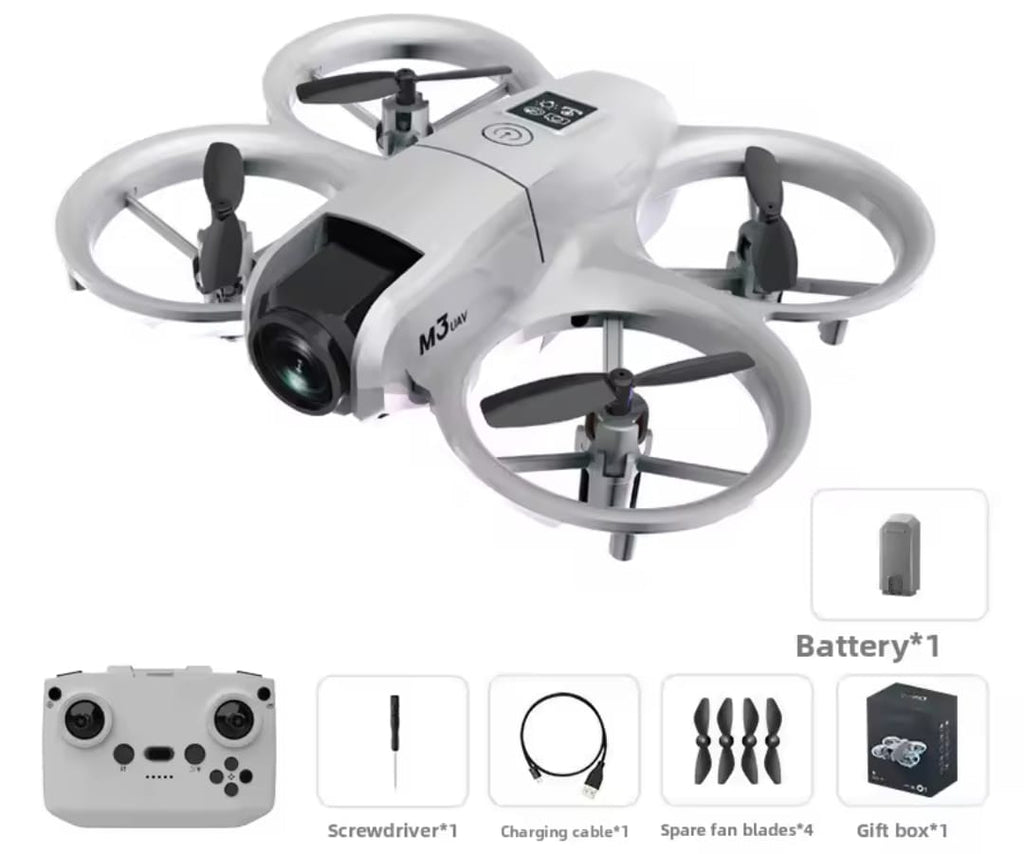 M3 UAV Drone features a HD camera and protective fan rings.