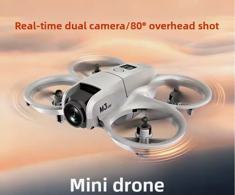 M3 UAV Drone features a HD camera and protective fan rings.