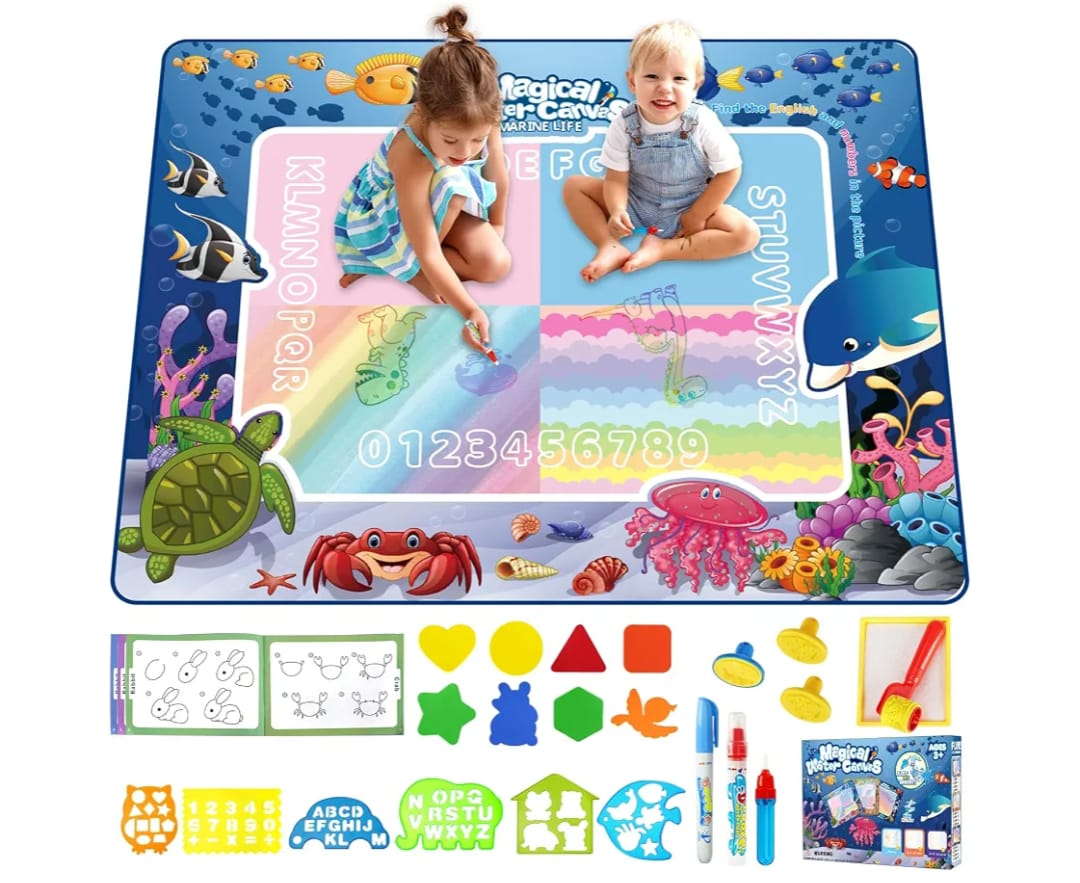 Magical Water Canvas teaches ABC and numbers with water drawing.