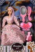 Beautiful Girl Doll features long purple-pink shiny hair.
