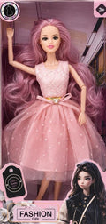 FASHION GIRL Doll has long purple wavy hair and pink tulle dress.