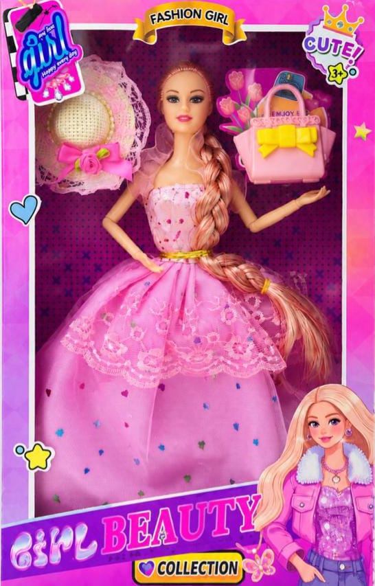 GIRL BEAUTY COLLECTION Doll wears a pink princess gown with lace.