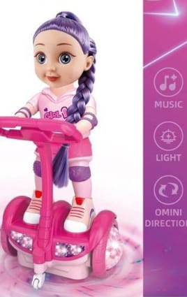 SPORTGIRL BALANCE CAR doll rides a light-up balance scooter.