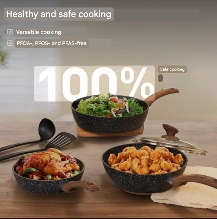 Household Frying Pan 26cm offers fast and even heat conduction.